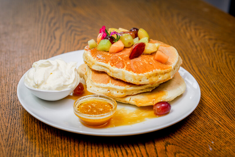 Breakfast pancakes at Zizi's Sunday brunch, Umtentweni, KZN South Coast