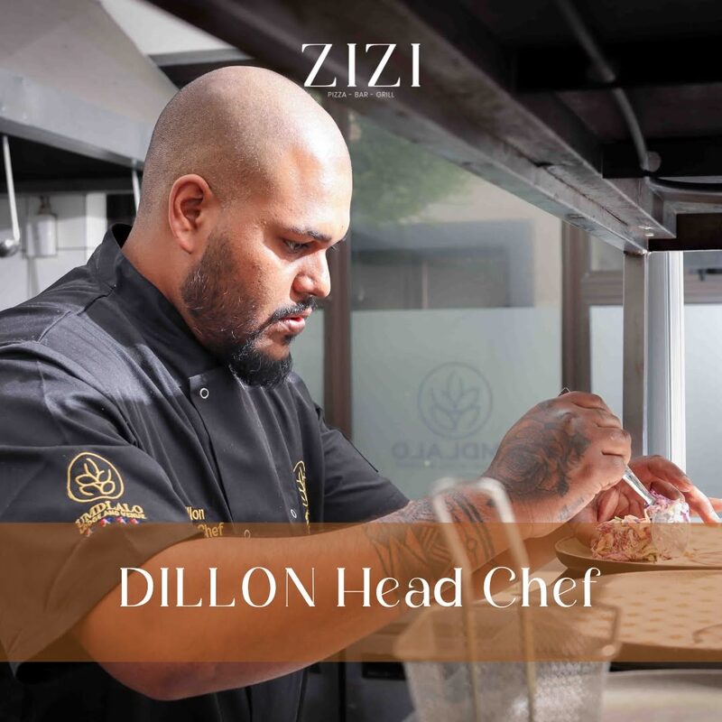 Head Chef Dillon Naicker preparing a dish at Zizi's Restaurant, Umtentweni, KZN South Coast