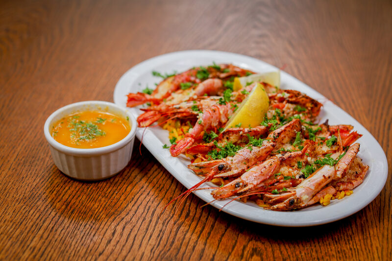Grilled prawns dish at Zizi's Restaurant, Umtentweni, KZN South Coast